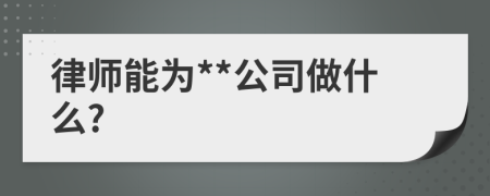 律师能为**公司做什么?