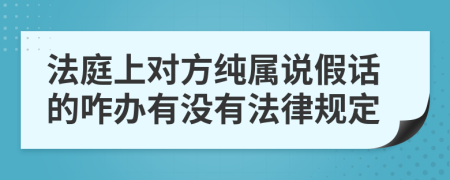 法庭上对方纯属说假话的咋办有没有法律规定