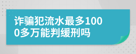 诈骗犯流水最多1000多万能判缓刑吗