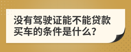 没有驾驶证能不能贷款买车的条件是什么？