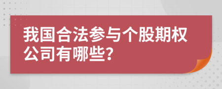 我国合法参与个股期权公司有哪些？