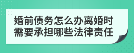 婚前债务怎么办离婚时需要承担哪些法律责任