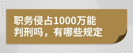 职务侵占1000万能判刑吗，有哪些规定