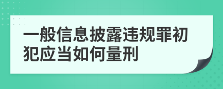 一般信息披露违规罪初犯应当如何量刑