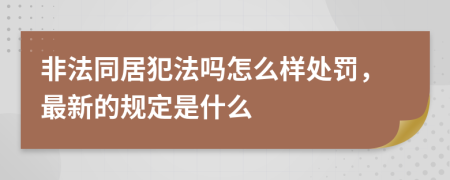 非法同居犯法吗怎么样处罚，最新的规定是什么