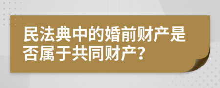 民法典中的婚前财产是否属于共同财产？