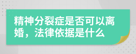 精神分裂症是否可以离婚，法律依据是什么