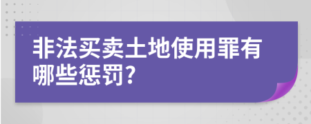 非法买卖土地使用罪有哪些惩罚?