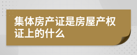 集体房产证是房屋产权证上的什么