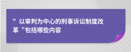 “  以审判为中心的刑事诉讼制度改革  ”包括哪些内容