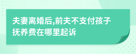 夫妻离婚后,前夫不支付孩子抚养费在哪里起诉