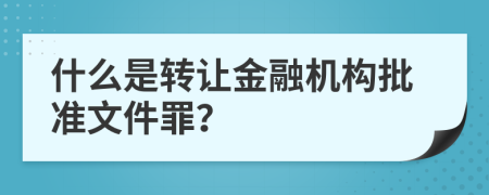 什么是转让金融机构批准文件罪？