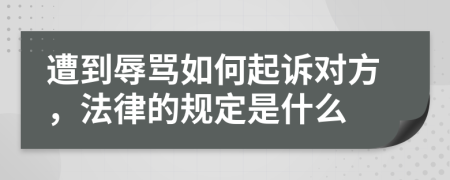 遭到辱骂如何起诉对方，法律的规定是什么