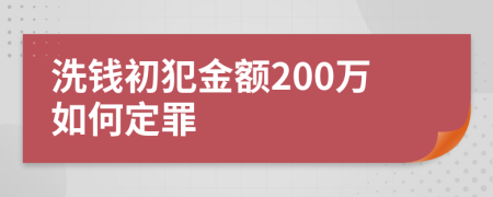 洗钱初犯金额200万如何定罪