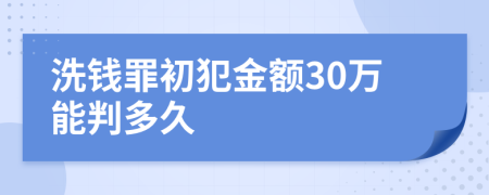 洗钱罪初犯金额30万能判多久