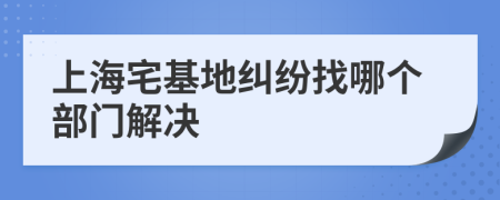 上海宅基地纠纷找哪个部门解决