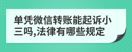 单凭微信转账能起诉小三吗,法律有哪些规定