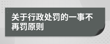 关于行政处罚的一事不再罚原则