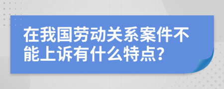 在我国劳动关系案件不能上诉有什么特点？