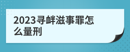 2023寻衅滋事罪怎么量刑