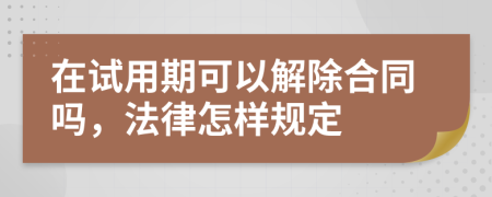 在试用期可以解除合同吗，法律怎样规定