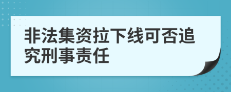 非法集资拉下线可否追究刑事责任