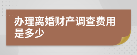 办理离婚财产调查费用是多少