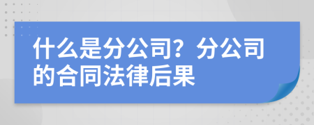 什么是分公司？分公司的合同法律后果