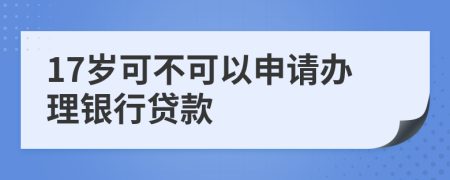 17岁可不可以申请办理银行贷款