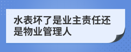 水表坏了是业主责任还是物业管理人