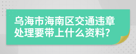 乌海市海南区交通违章处理要带上什么资料？