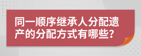 同一顺序继承人分配遗产的分配方式有哪些？