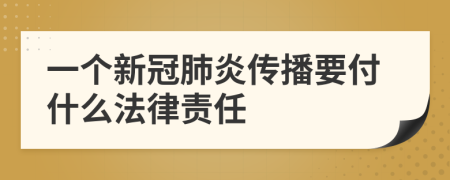 一个新冠肺炎传播要付什么法律责任