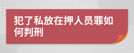 犯了私放在押人员罪如何判刑