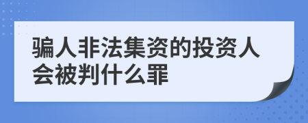 骗人非法集资的投资人会被判什么罪