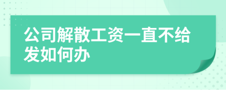 公司解散工资一直不给发如何办
