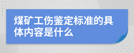 煤矿工伤鉴定标准的具体内容是什么