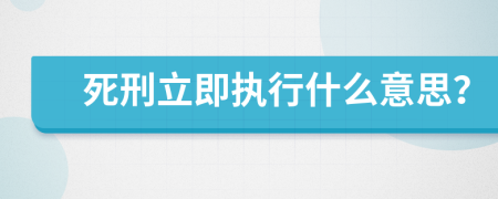 死刑立即执行什么意思？