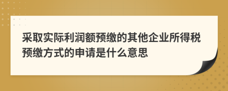 采取实际利润额预缴的其他企业所得税预缴方式的申请是什么意思