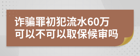 诈骗罪初犯流水60万可以不可以取保候审吗