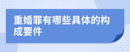 重婚罪有哪些具体的构成要件