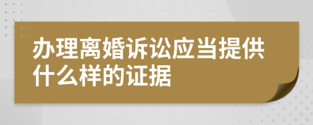 办理离婚诉讼应当提供什么样的证据