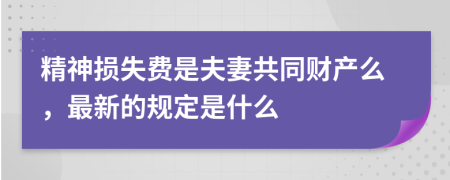 精神损失费是夫妻共同财产么，最新的规定是什么