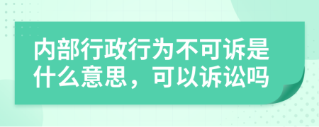 内部行政行为不可诉是什么意思，可以诉讼吗
