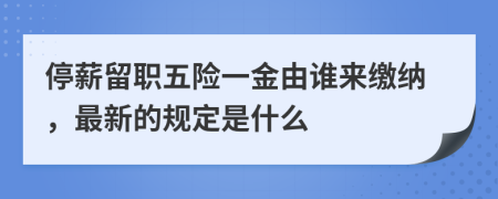 停薪留职五险一金由谁来缴纳，最新的规定是什么