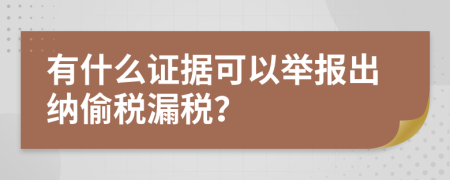 有什么证据可以举报出纳偷税漏税？