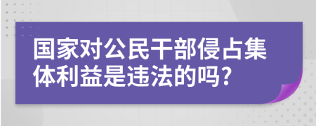 国家对公民干部侵占集体利益是违法的吗?