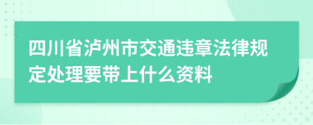 四川省泸州市交通违章法律规定处理要带上什么资料