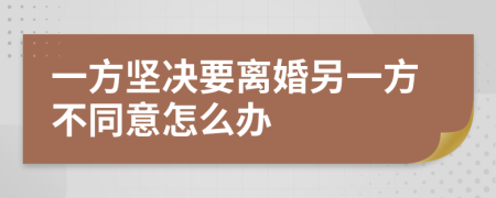 一方坚决要离婚另一方不同意怎么办