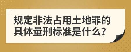 规定非法占用土地罪的具体量刑标准是什么？